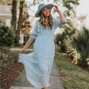 Baby Blue Floral Flowy Dress x Altar'd State